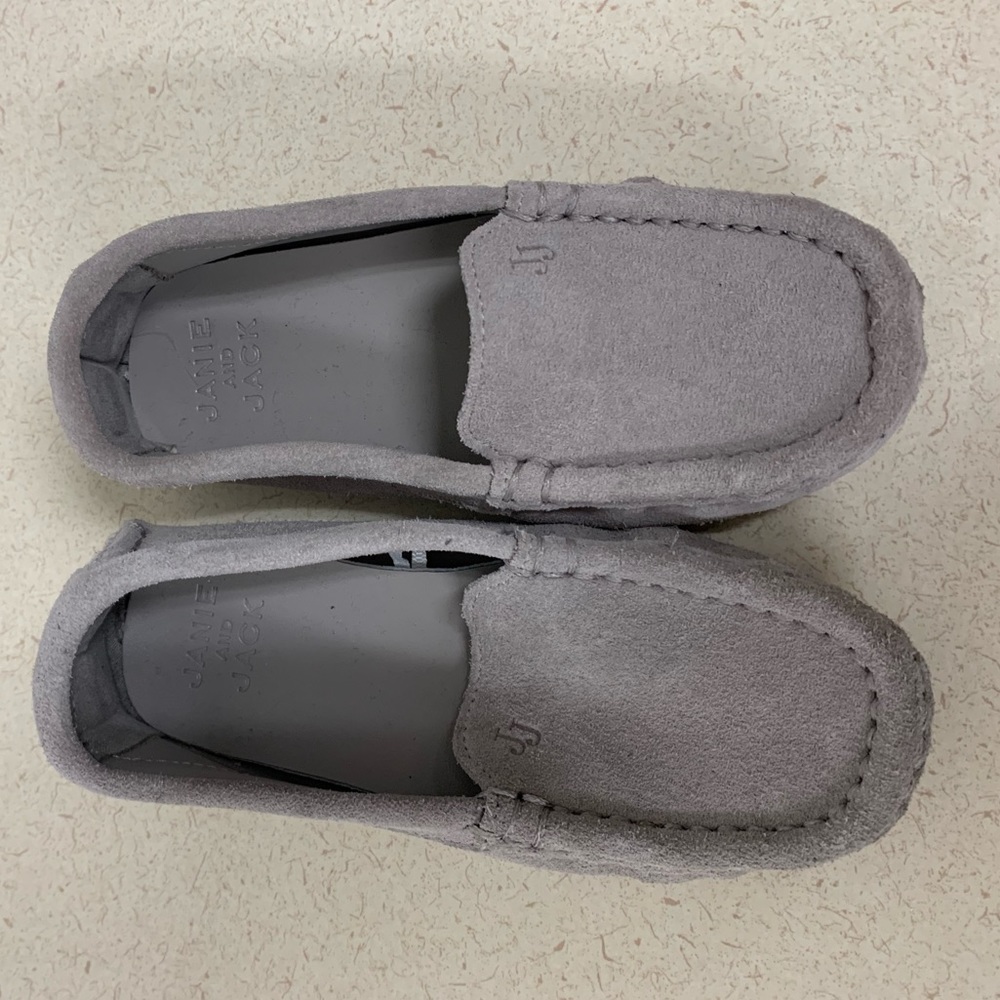 Janie and Jack Suede Holiday Loafers size 10 gray